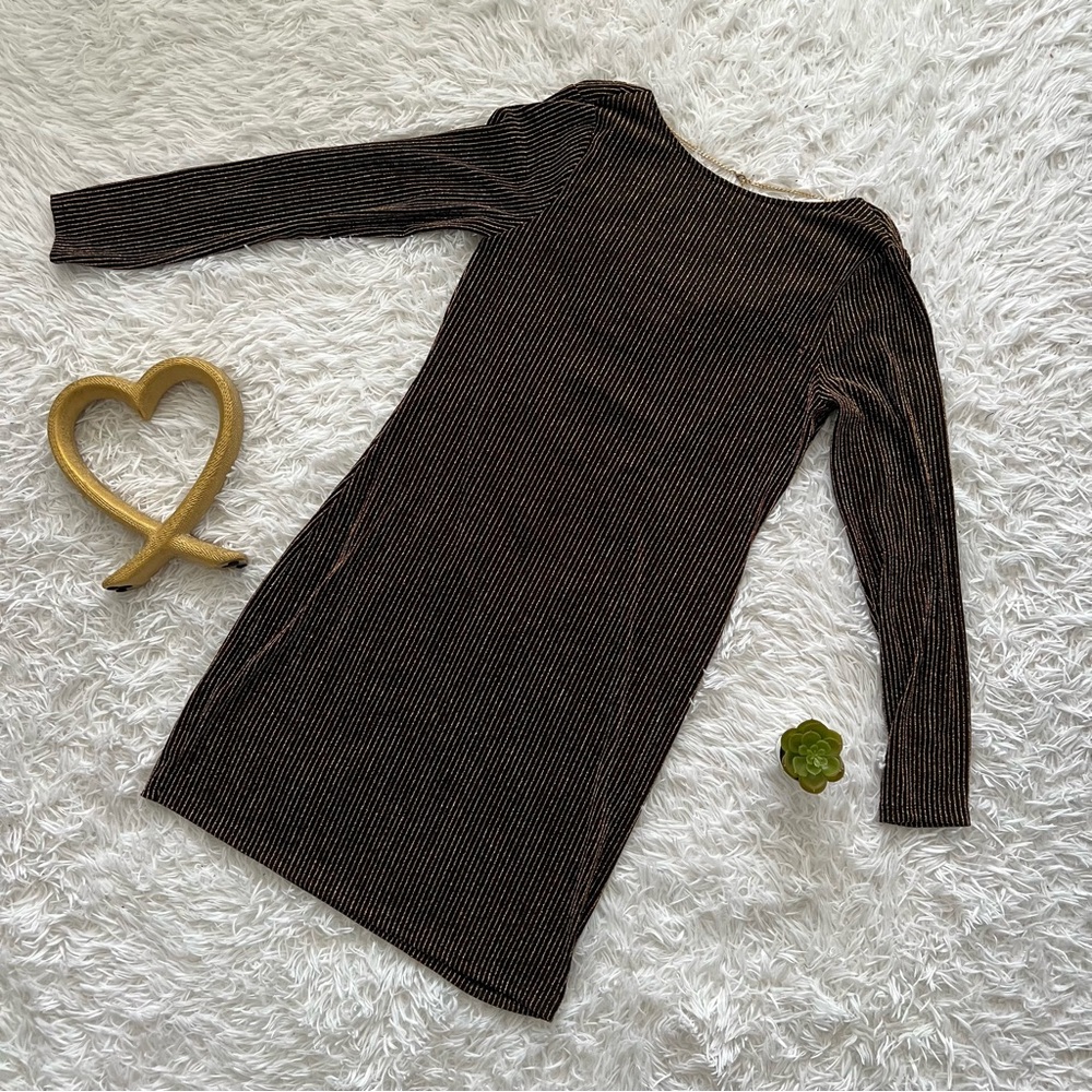Michael Kors Black and Brown Long Sleeve Dress